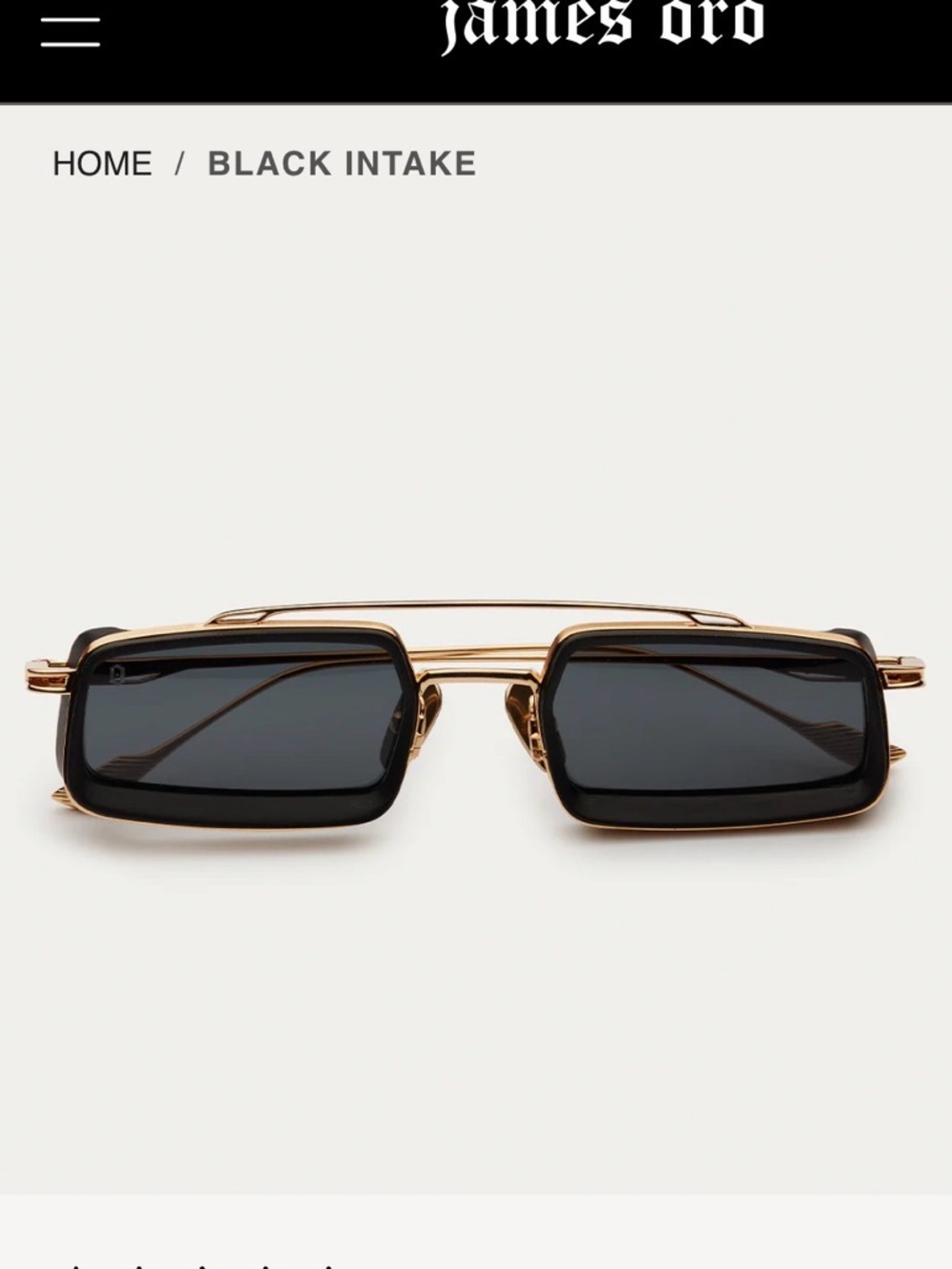 James Oro Intake Sunglasses - Black and Gold - NIB NWT